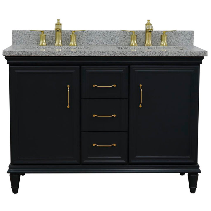 Bellaterra Forli 49" Double Vanity, Dark Gray, Gray Granite Top/Rectangle Sink