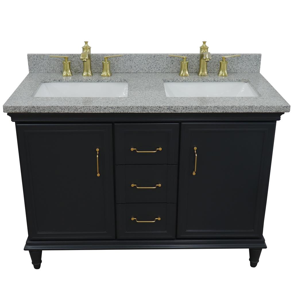 Bellaterra Forli 49" Double Vanity, Dark Gray, Gray Granite Top/Rectangle Sink