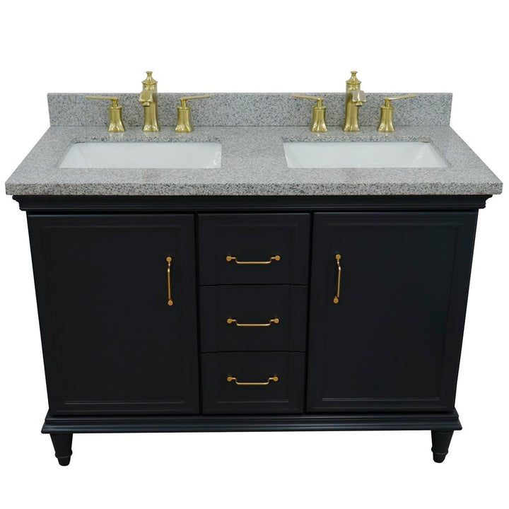 Bellaterra Forli 49" Double Vanity, Dark Gray, Gray Granite Top/Rectangle Sink