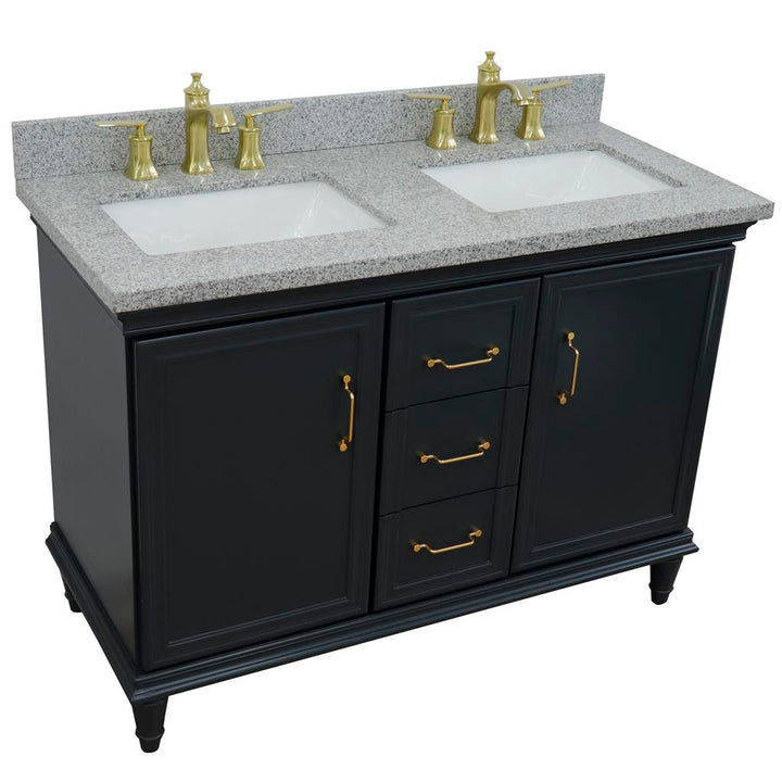 Bellaterra Forli 49" Double Vanity, Dark Gray, Gray Granite Top/Rectangle Sink