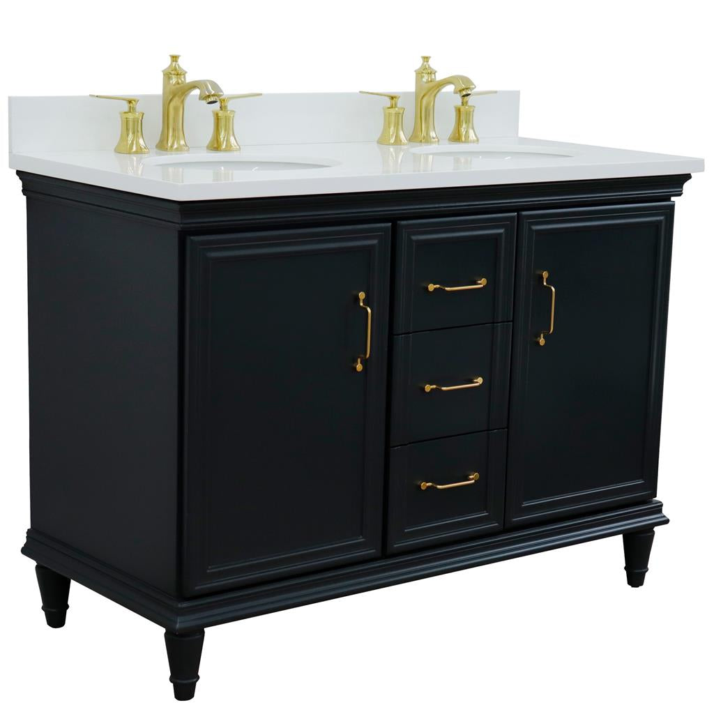 Bellaterra Forli 49" Double Vanity, Dark Gray, White Quartz Top/Oval Sink