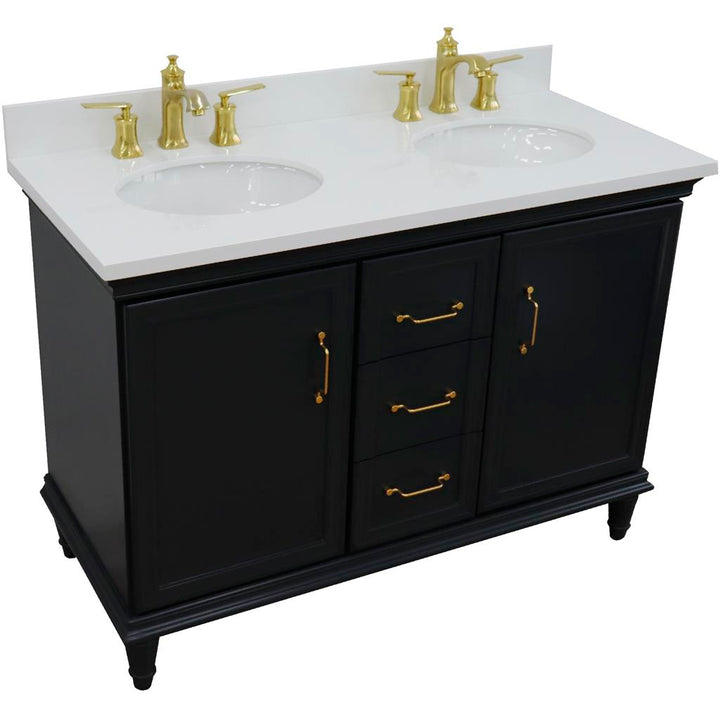 Bellaterra Forli 49" Double Vanity, Dark Gray, White Quartz Top/Oval Sink