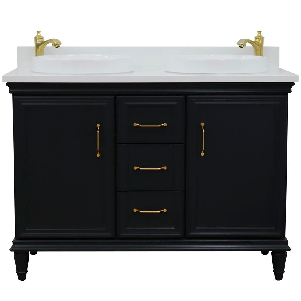 Bellaterra Forli 49" Double Vanity, Dark Gray, White Quartz Top/Round Sink