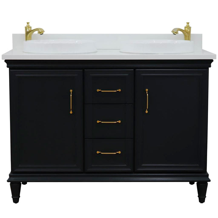 Bellaterra Forli 49" Double Vanity, Dark Gray, White Quartz Top/Round Sink