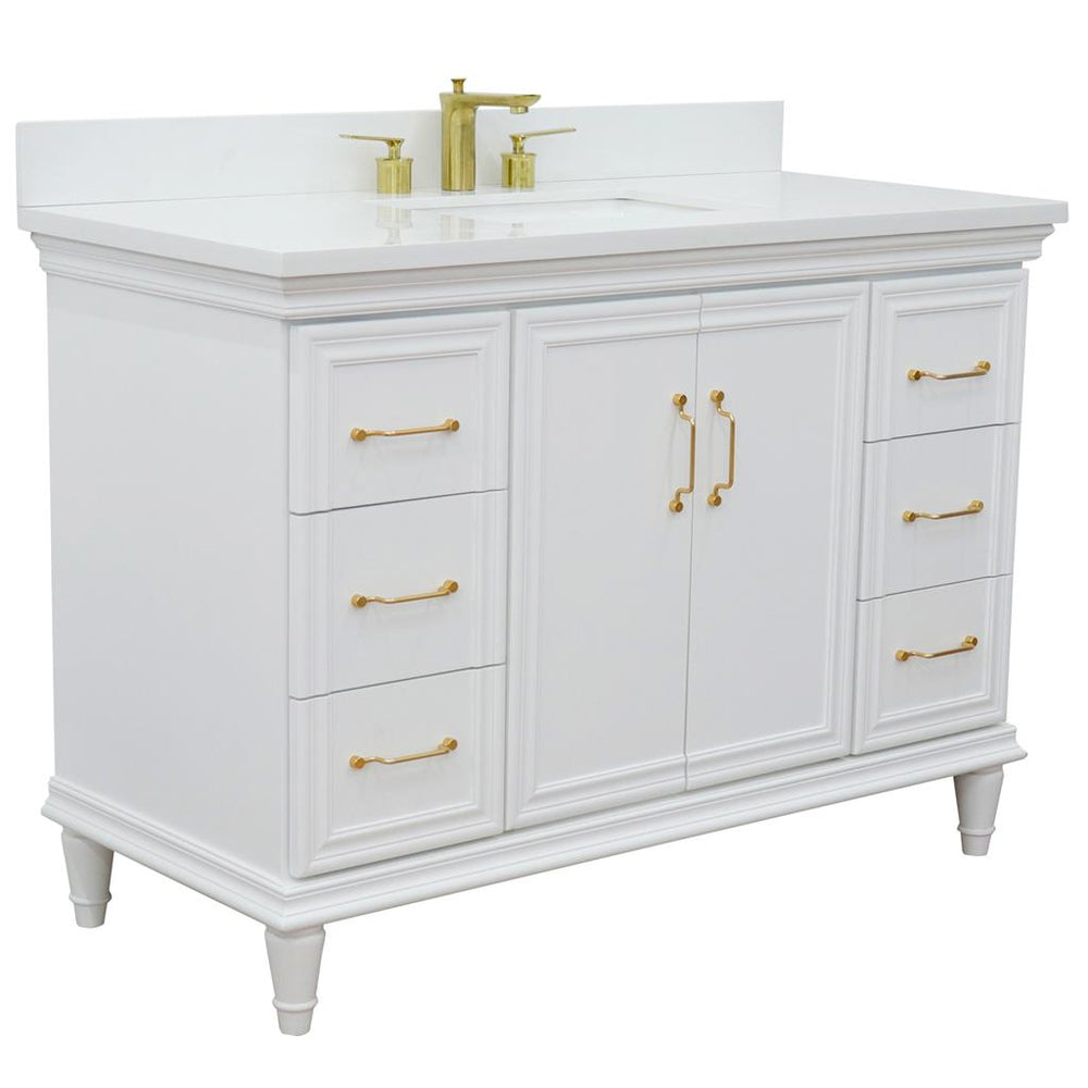 Bellaterra Home Forli 48" White Vanity, Rectangle Sink White Quartz#top-options_white-quartz