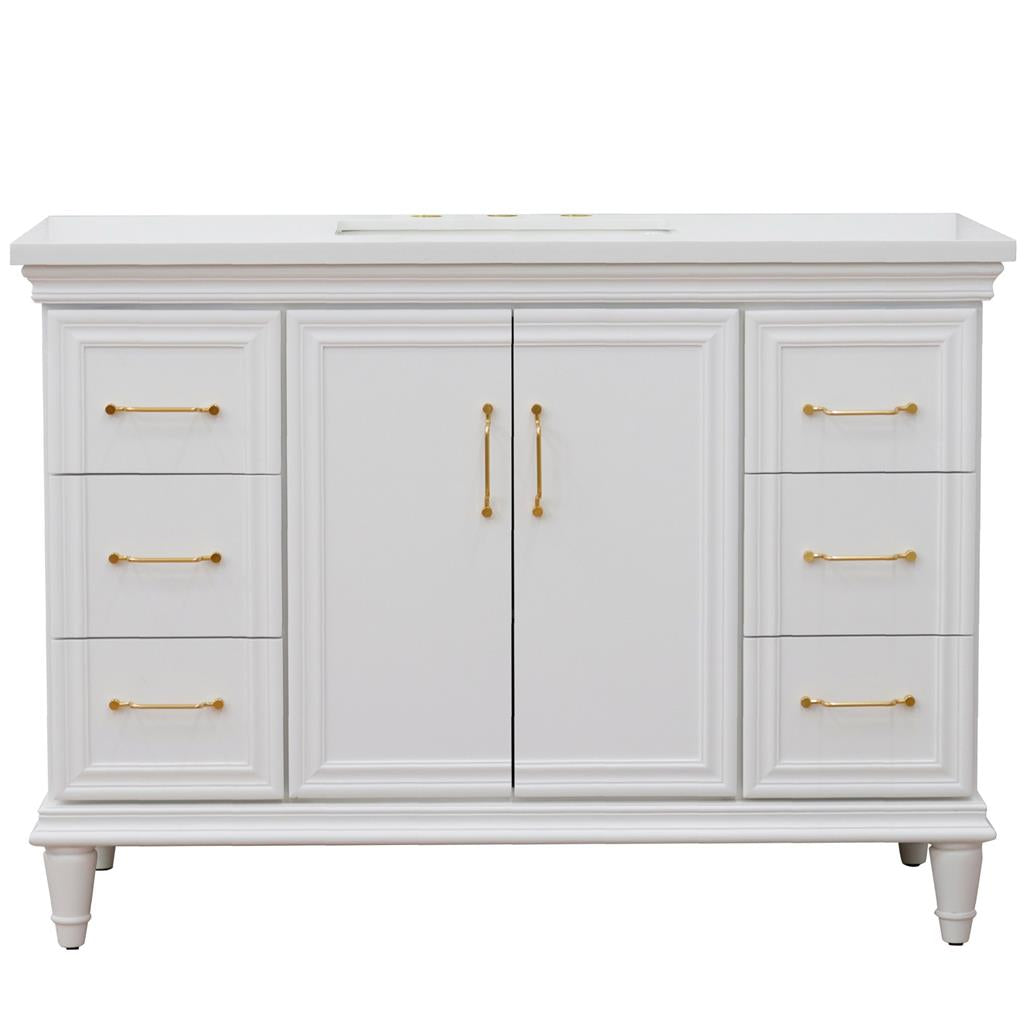 Bellaterra Forli 49" Single Vanity, White, White Quartz Top/Rectangle Sink