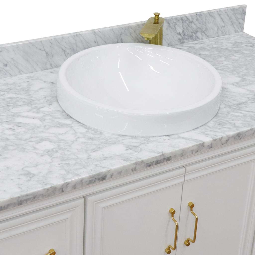 Bellaterra Forli 49" Single Vanity, White, White Carrara Marble Top/Round Sink