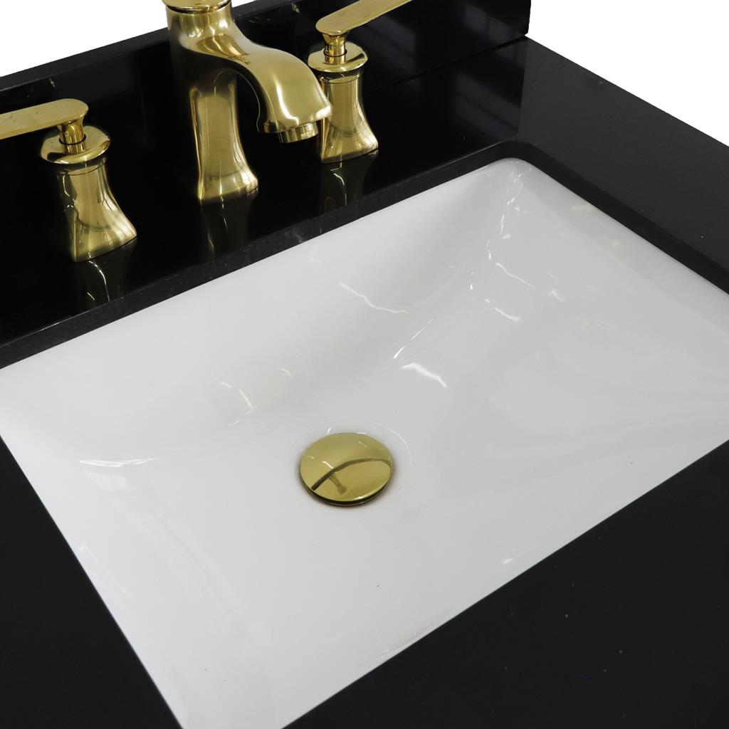 Bellaterra Forli 61" Double Vanity, Blue, Black Galaxy Granite Top/Rectangle Sink