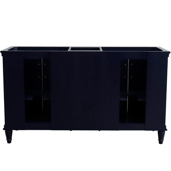 Bellaterra Forli 61" Double Vanity, Blue, Black Galaxy Granite Top/Rectangle Sink