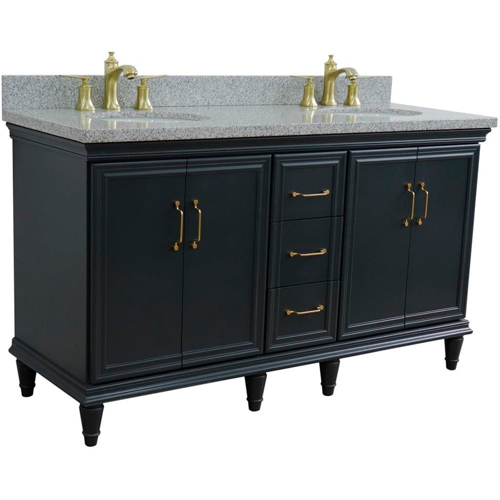 Bellaterra Home Forli 60" Dark Gray Double Vanity, Oval Sink Gray Granite#top-options_gray-granite