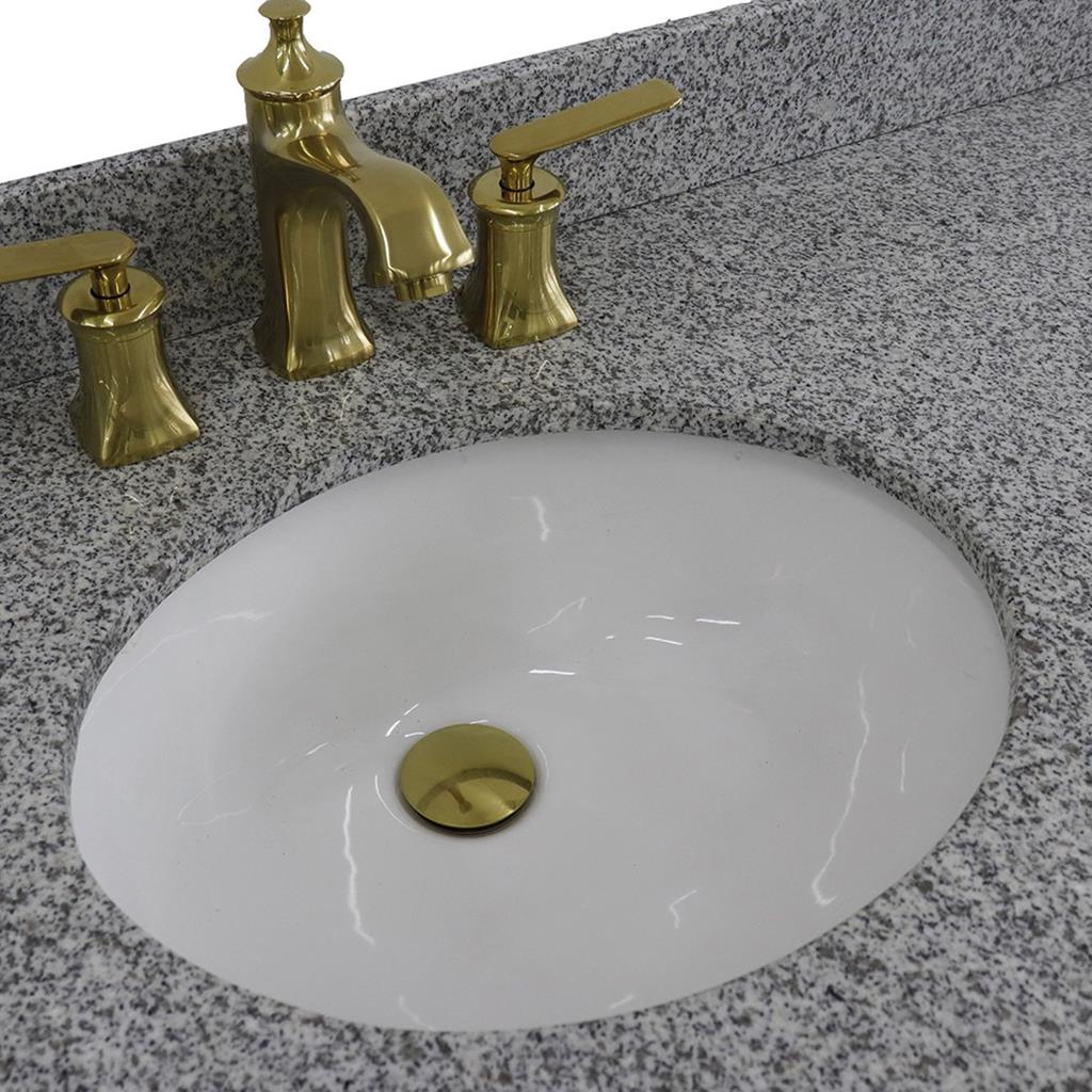 Bellaterra Forli 61" Double Vanity, Dark Gray, Gray Granite Top/Oval Sink