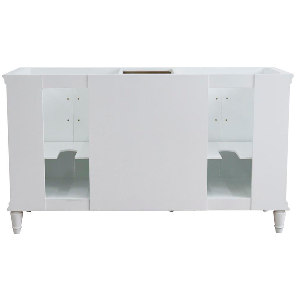 Bellaterra Forli 61" Double Vanity, White, White Carrara Marble Top/Round Sink