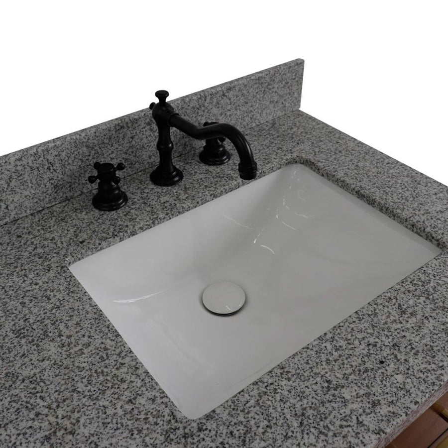 Bellaterra Imola 61" Double Vanity, Walnut And Black, Gray Granite Top/Rectangle Sink