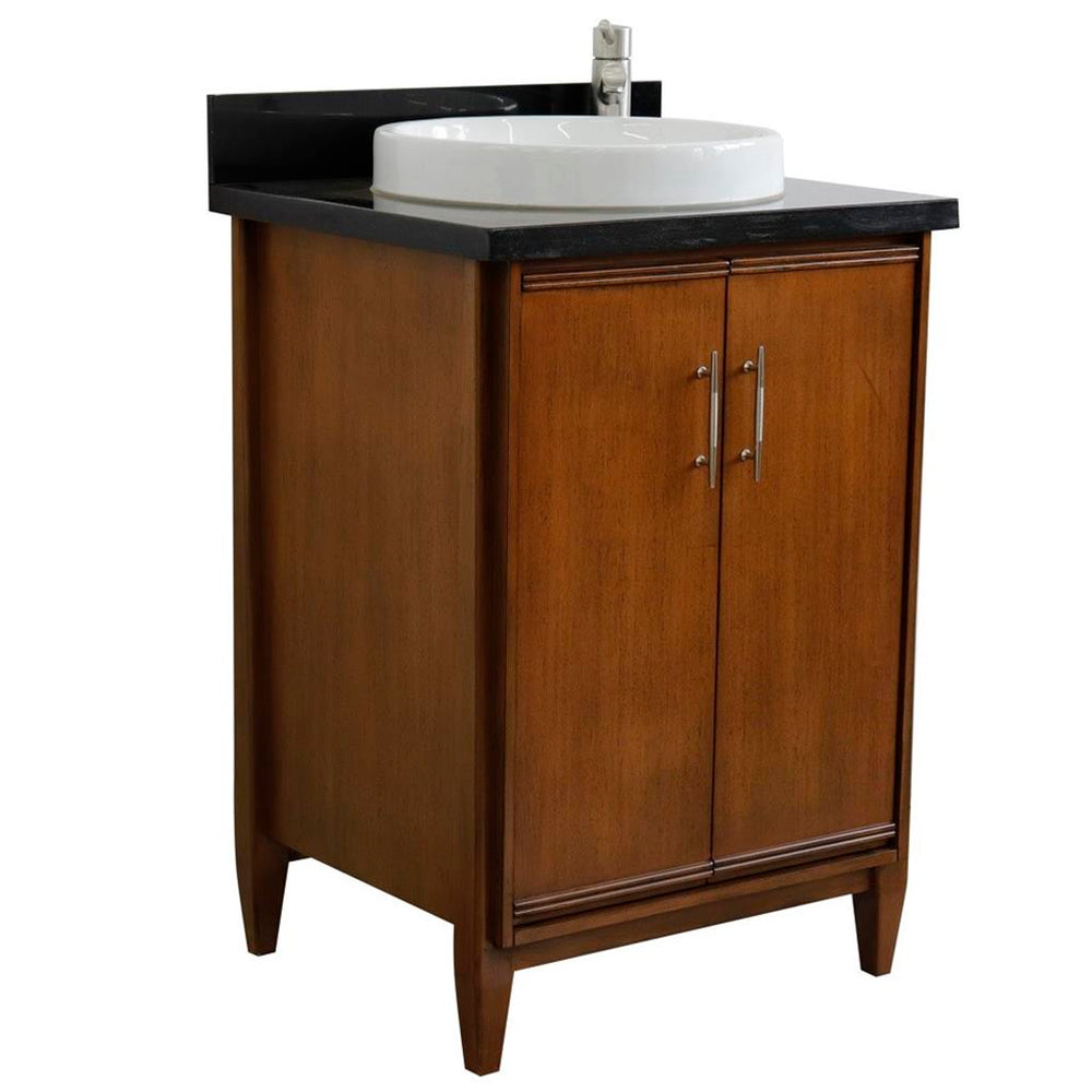 Bellaterra Home MCM 24" Walnut Vanity, Round Sink Black Galaxy Granite#top-options_black-galaxy-granite