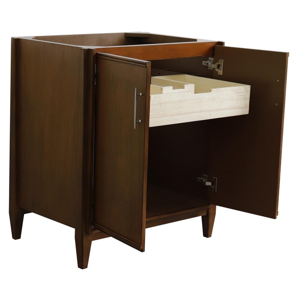 Bellaterra MCM 30" Single Vanity, Walnut, Cabinet Only