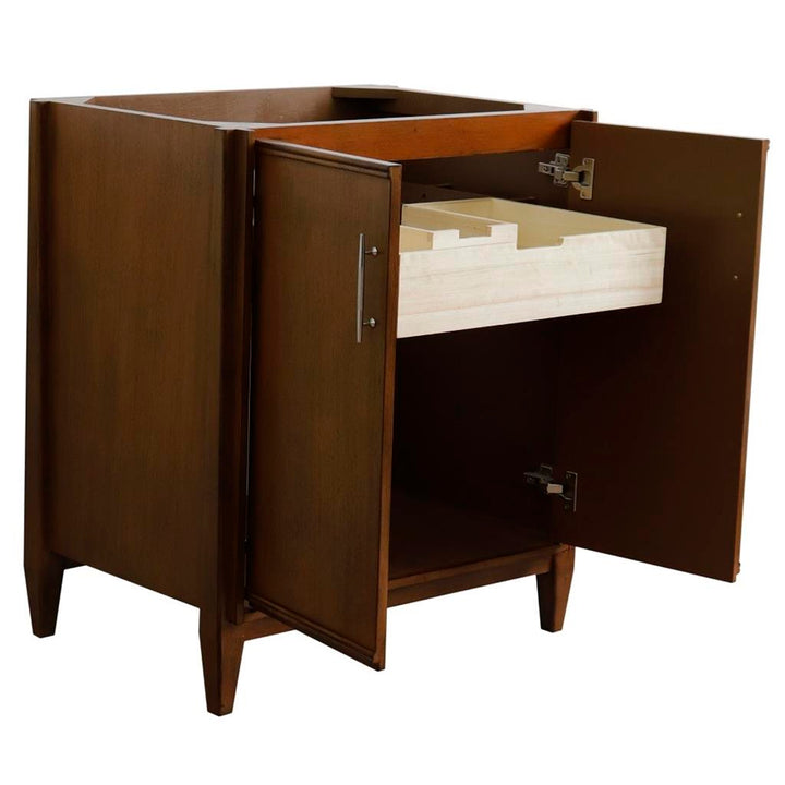 Bellaterra MCM 30" Single Vanity, Walnut, Cabinet Only