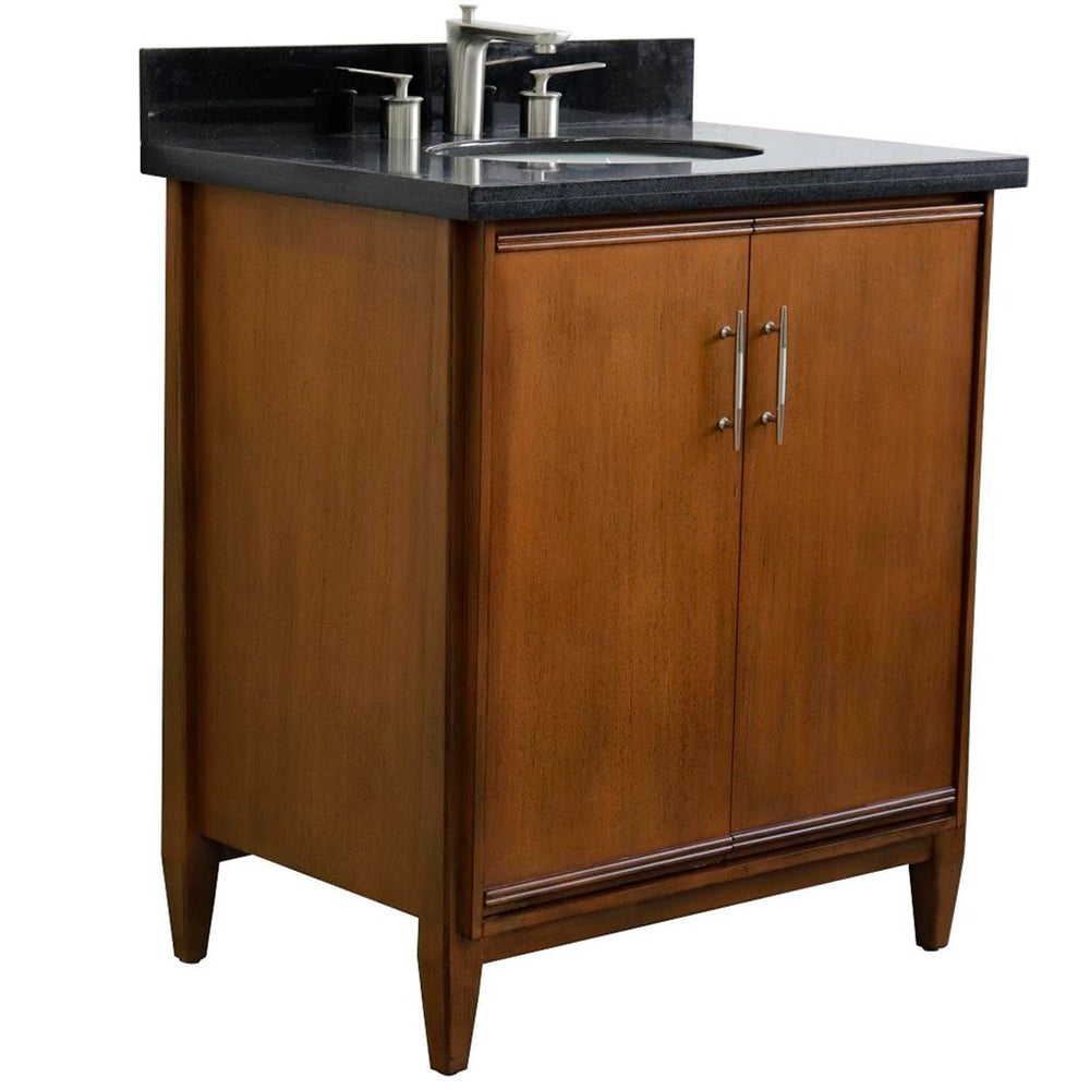 Bellaterra Home MCM 30" Walnut Vanity, Oval Sink Black Galaxy Granite#top-options_black-galaxy-granite