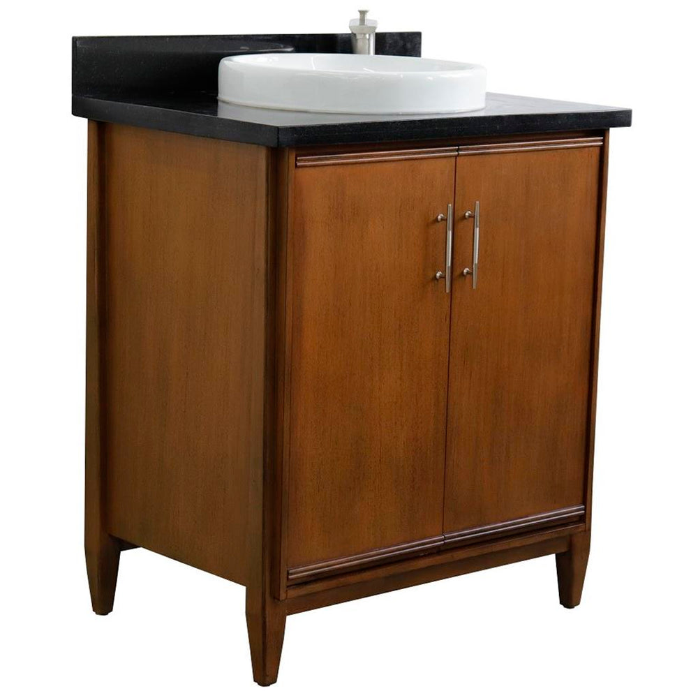 Bellaterra Home MCM 30" Walnut Vanity, Round Sink Black Galaxy Granite#top-options_black-galaxy-granite