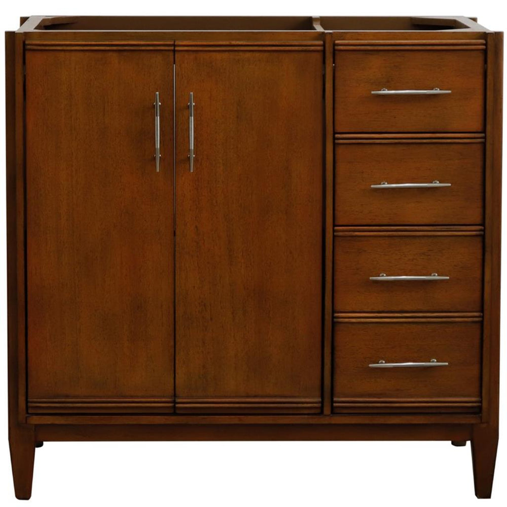 Bellaterra Home MCM 36" Walnut Vanity, Door on Left, Cabinet Only Cabinet Only (No Top)#top-options_cabinet-only-(no-top)