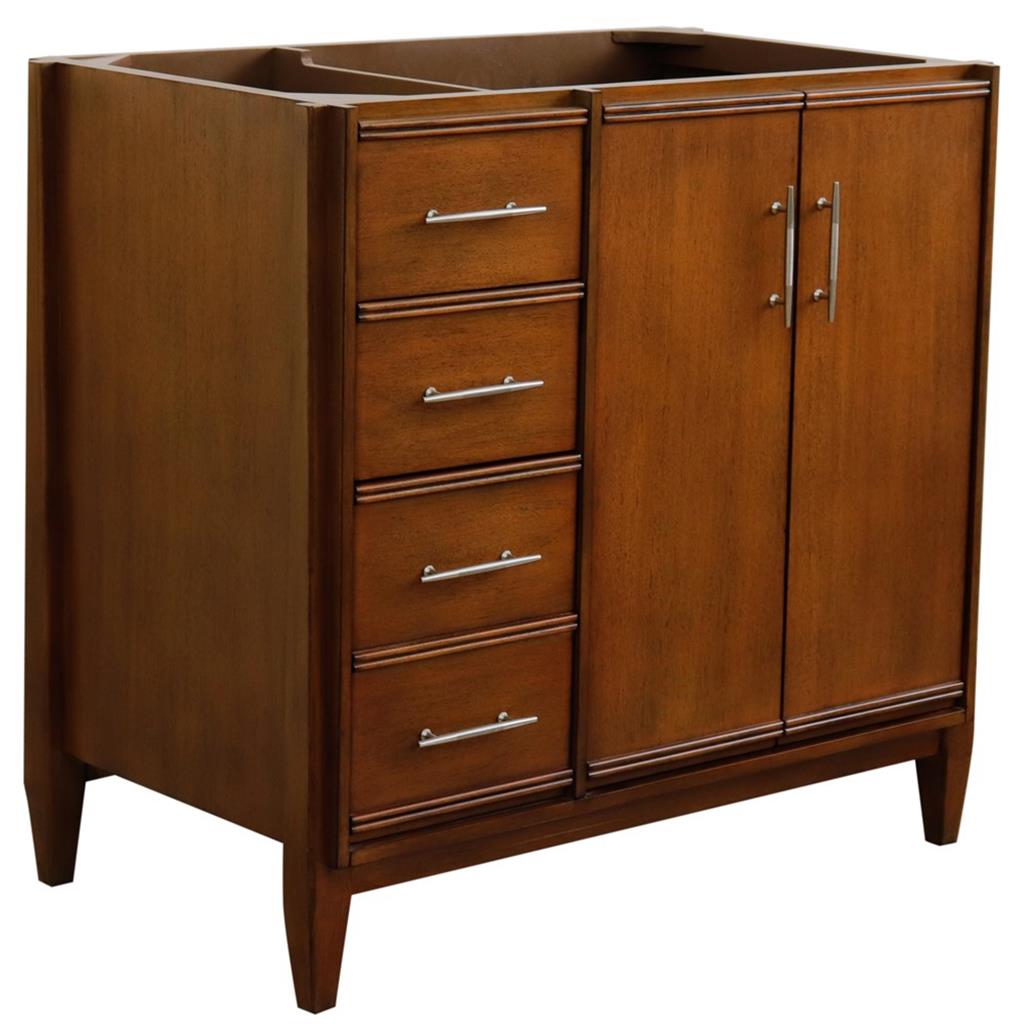 Bellaterra MCM 36" Single Vanity, Walnut, Right Door, Cabinet Only