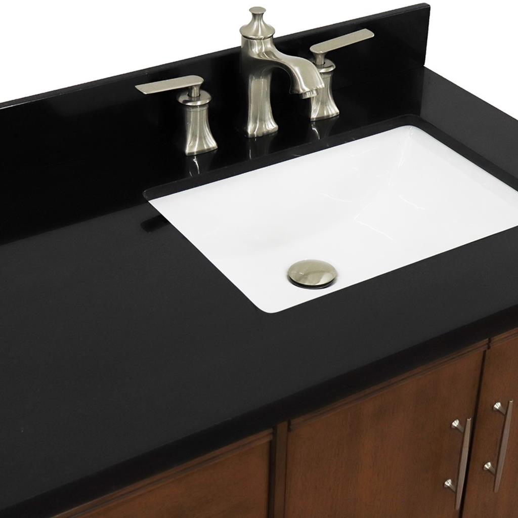 Bellaterra MCM 37" Single Vanity, Walnut, Black Galaxy Granite Top/Rectangle Sink, Right Door/Right Sink