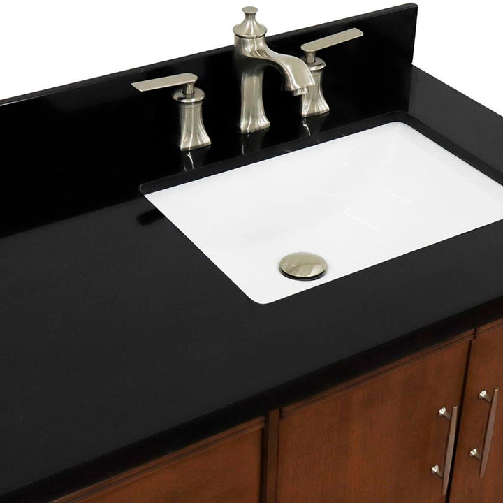 Bellaterra MCM 37" Single Vanity, Walnut, Black Galaxy Granite Top/Rectangle Sink, Right Door/Right Sink