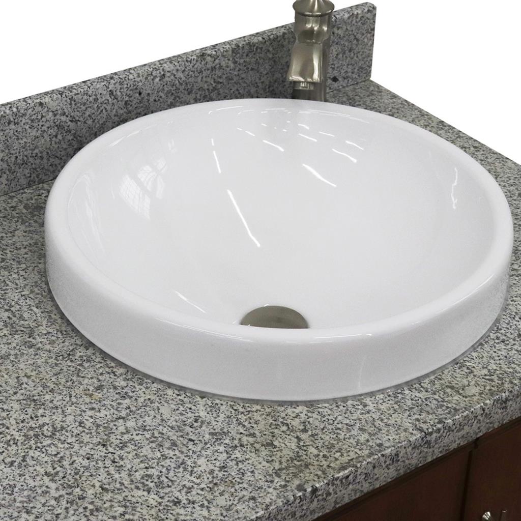 Bellaterra MCM 37" Single Vanity, Walnut, Gray Granite Top/Round Sink, Right Door/Right Sink