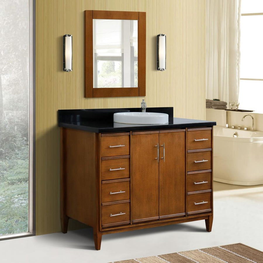 Bellaterra Home MCM 48" Walnut Vanity, Round Sink Black Galaxy Granite#top-options_black-galaxy-granite