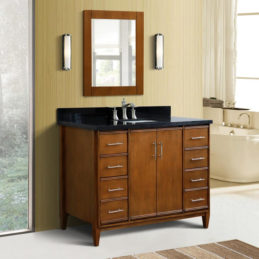 Bellaterra Home MCM 48" Walnut Vanity, Rectangle Sink Black Galaxy Granite#top-options_black-galaxy-granite