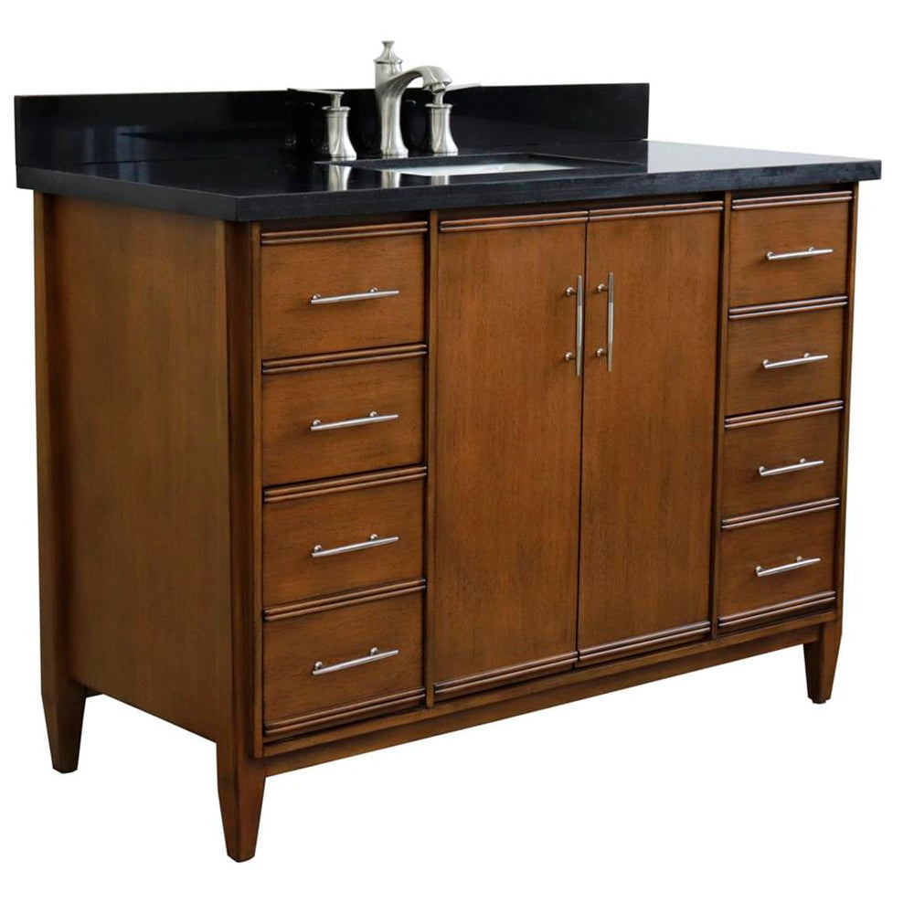 Bellaterra Home MCM 48" Walnut Vanity, Rectangle Sink Black Galaxy Granite#top-options_black-galaxy-granite