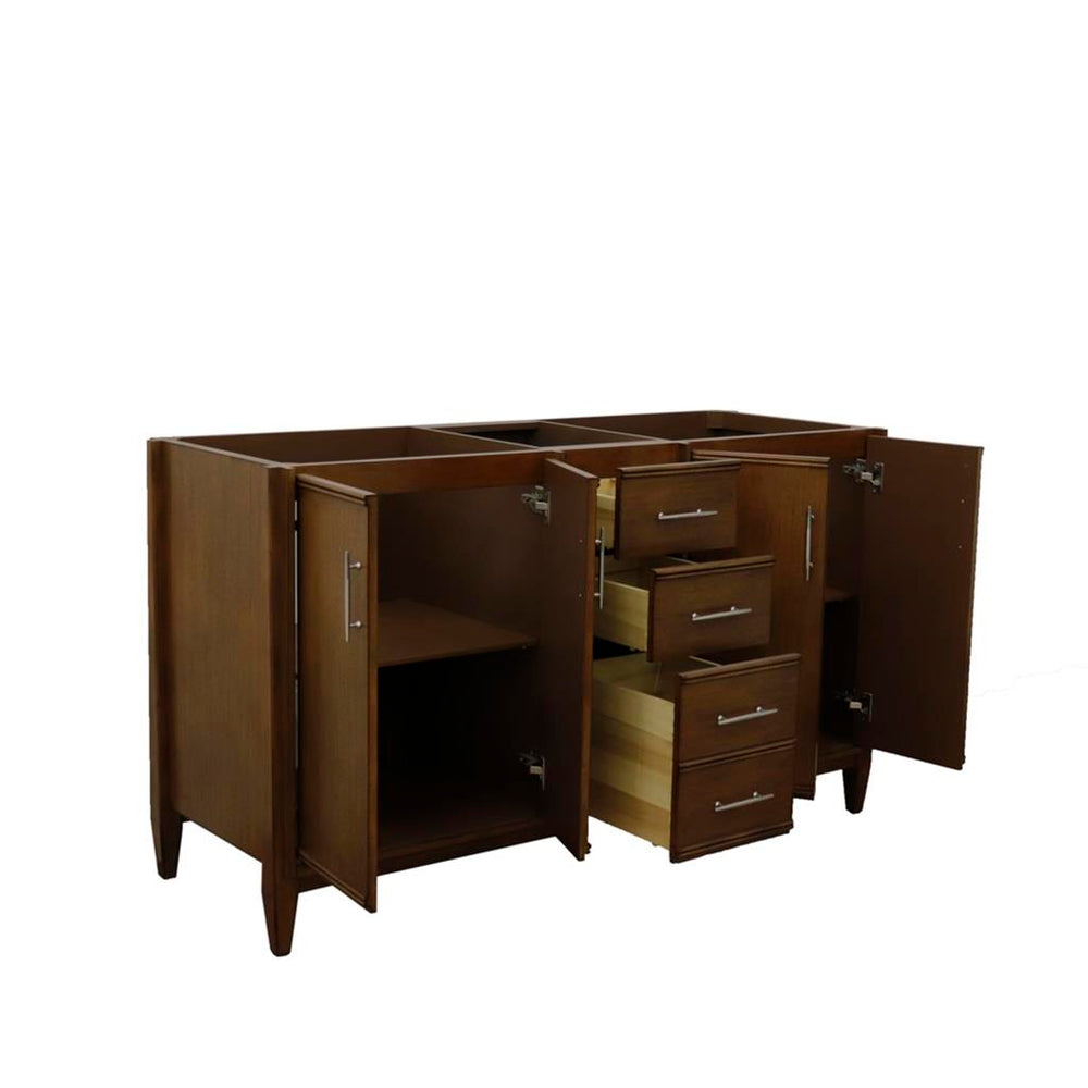 Bellaterra Home MCM 60" Walnut Double Vanity, Cabinet Only Cabinet Only (No Top)#top-options_cabinet-only-(no-top)