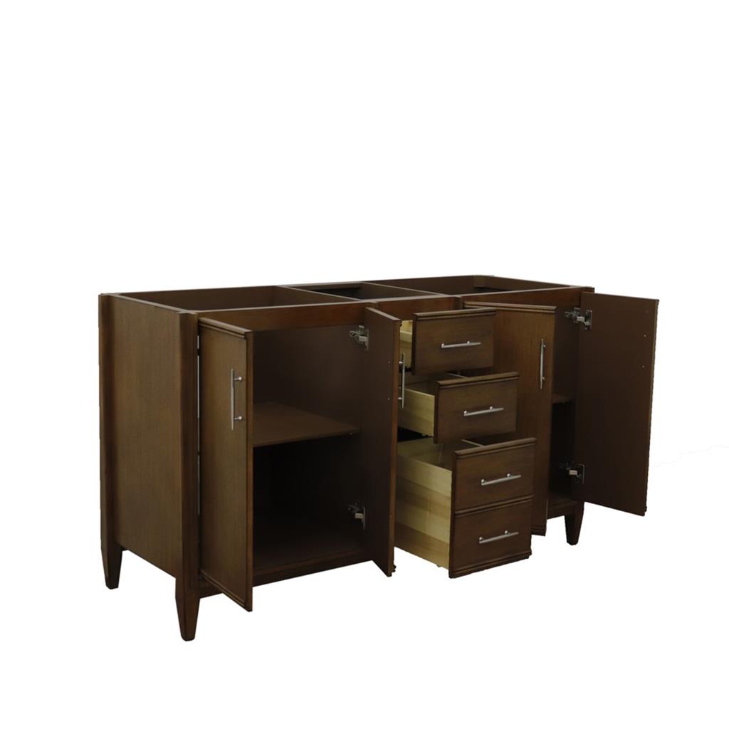 Bellaterra MCM 60" Double Vanity, Walnut, Cabinet Only