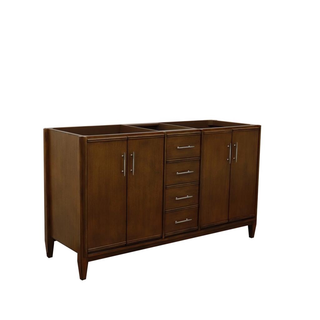 Bellaterra MCM 60" Double Vanity, Walnut, Cabinet Only