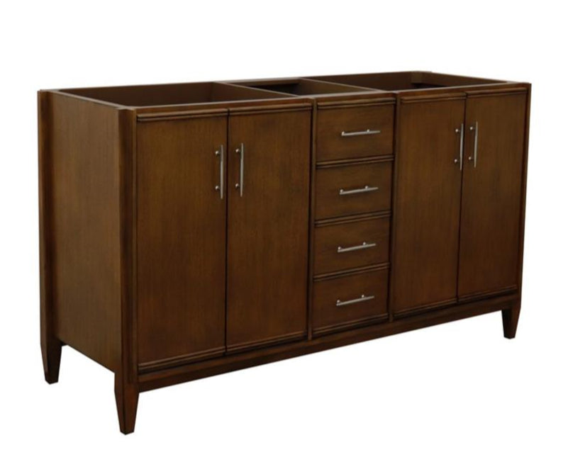 Bellaterra Home, MCM 60" Walnut Double Vanity, Cabinet Only, Cabinet Only (No Top)#top-options_cabinet-only-(no-top)-top