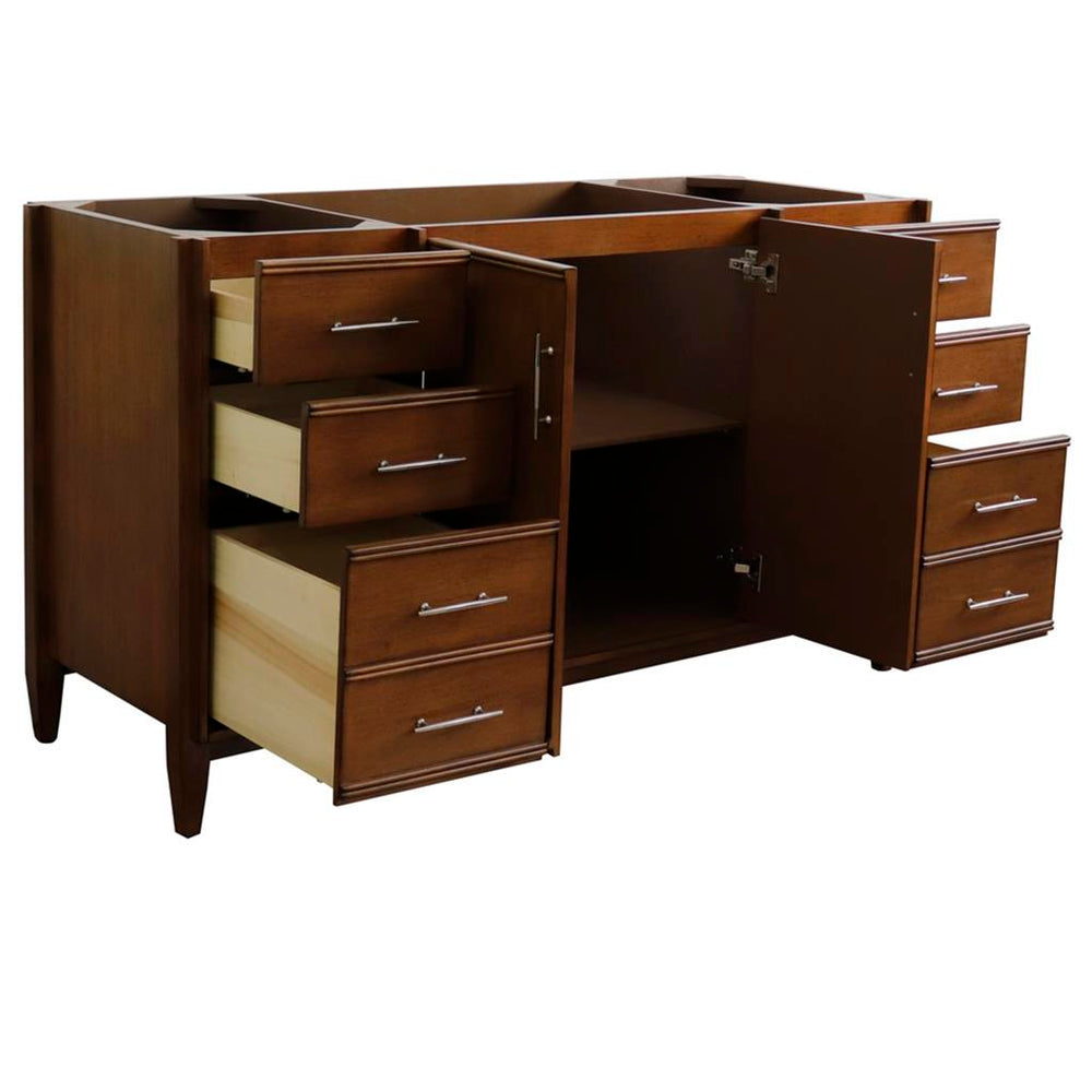 Bellaterra Home MCM 60" Walnut Vanity, Cabinet Only Cabinet Only (No Top)#top-options_cabinet-only-(no-top)