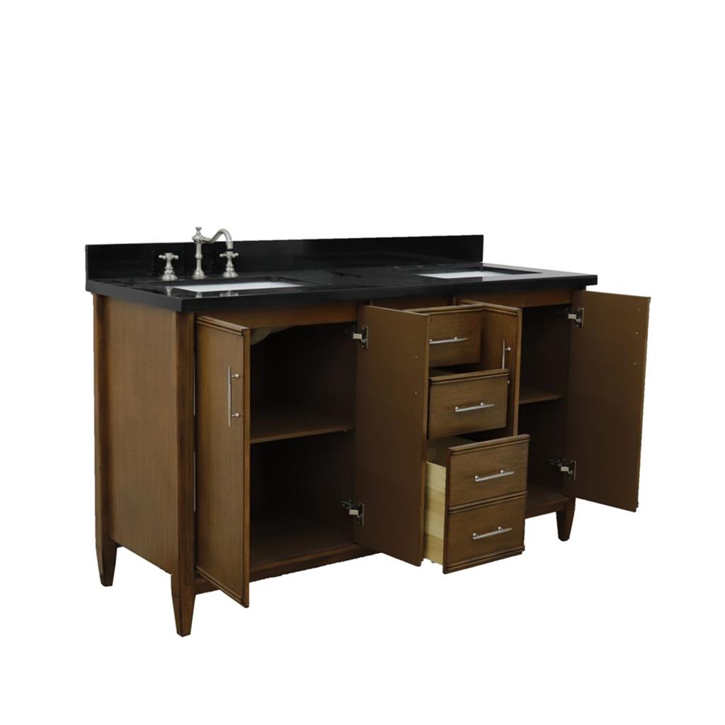 Bellaterra Home MCM 60" Walnut Double Vanity, Rectangle Sink Black Galaxy Granite#top-options_black-galaxy-granite