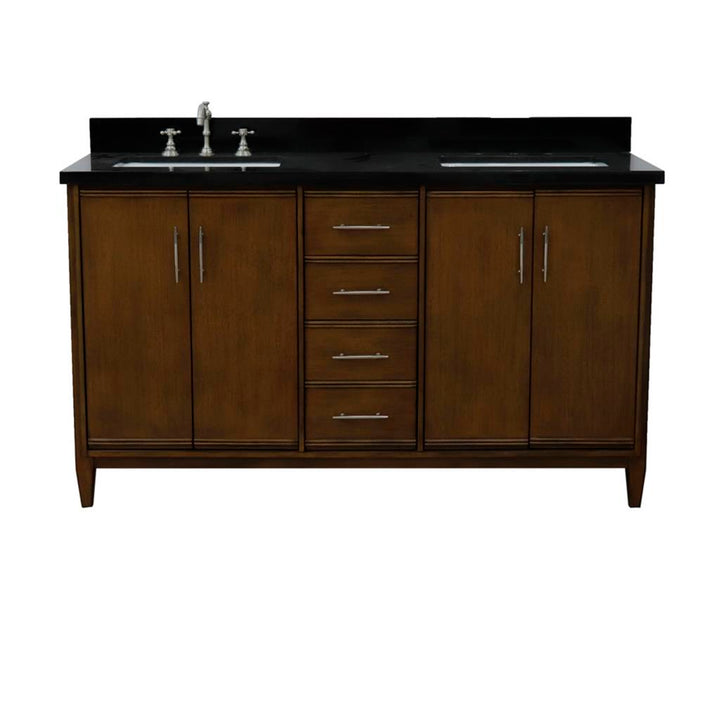 Bellaterra Home MCM 60" Walnut Double Vanity, Rectangle Sink Black Galaxy Granite#top-options_black-galaxy-granite