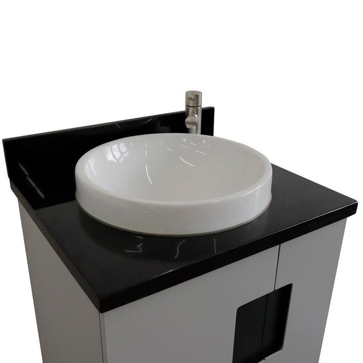 Bellaterra Home Kolb 25" Single Sink Vanity, Light Gray, Round Sink, Black Galaxy Granite Top#top-options_black-galaxy-granite-top
