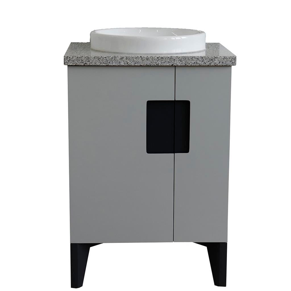 Bellaterra Home Kolb 25" Single Sink Vanity, Light Gray, Round Sink, Gray Granite Top#top-options_gray-granite-top