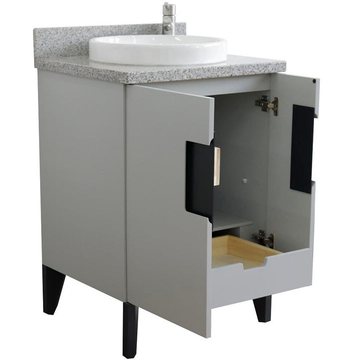 Bellaterra Home Kolb 25" Single Sink Vanity, Light Gray, Round Sink, Gray Granite Top#top-options_gray-granite-top