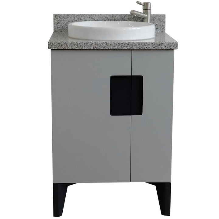 Bellaterra Home Kolb 25" Single Sink Vanity, Light Gray, Round Sink, Gray Granite Top#top-options_gray-granite-top