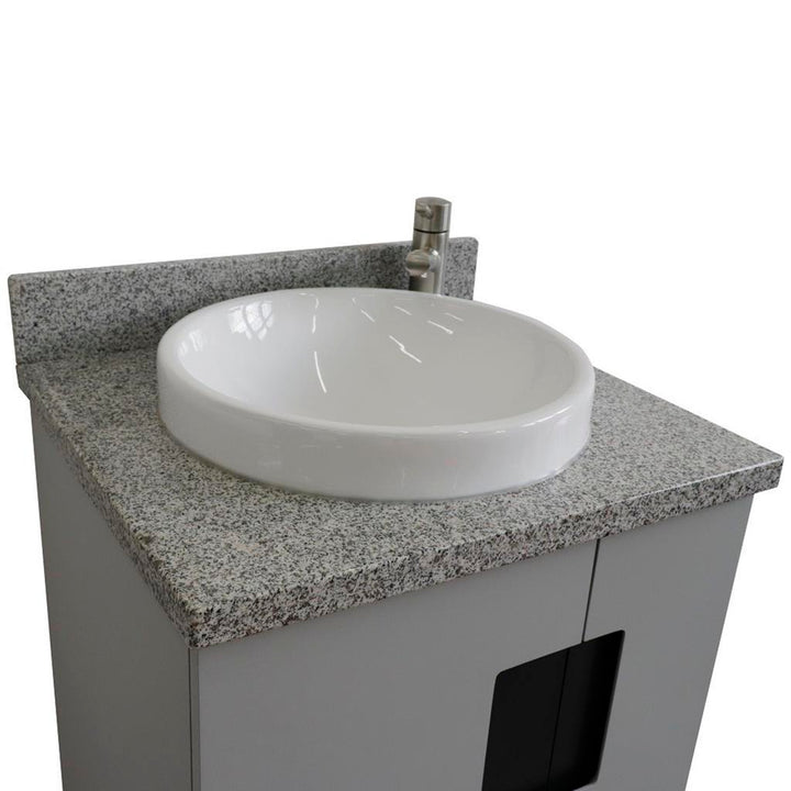 Bellaterra Home Kolb 25" Single Sink Vanity, Light Gray, Round Sink, Gray Granite Top#top-options_gray-granite-top