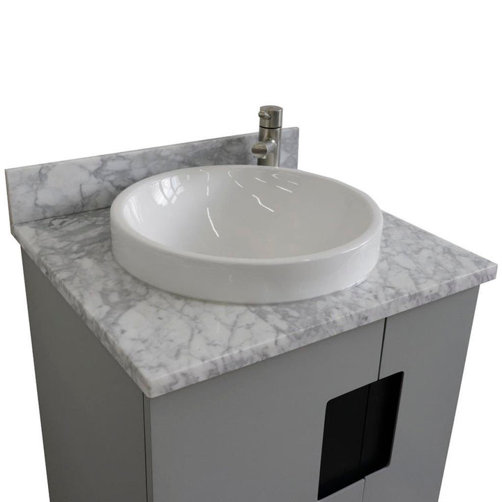 Bellaterra Home Kolb 25" Single Sink Vanity, Light Gray, Round Sink, Carrara White Marble Top#top-options_carrara-white-marble-top