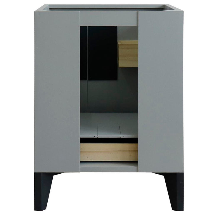 Bellaterra Home Kolb 25" Single Sink Vanity, Light Gray, Round Sink, Carrara White Marble Top#top-options_carrara-white-marble-top