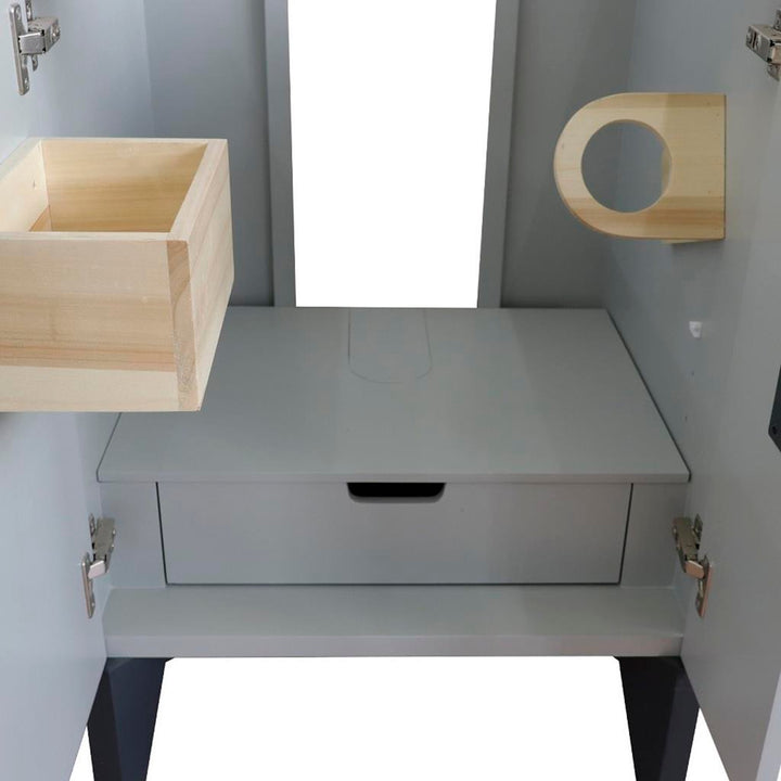 Bellaterra Home Kolb 25" Single Sink Vanity, Light Gray, Round Sink, Carrara White Marble Top#top-options_carrara-white-marble-top