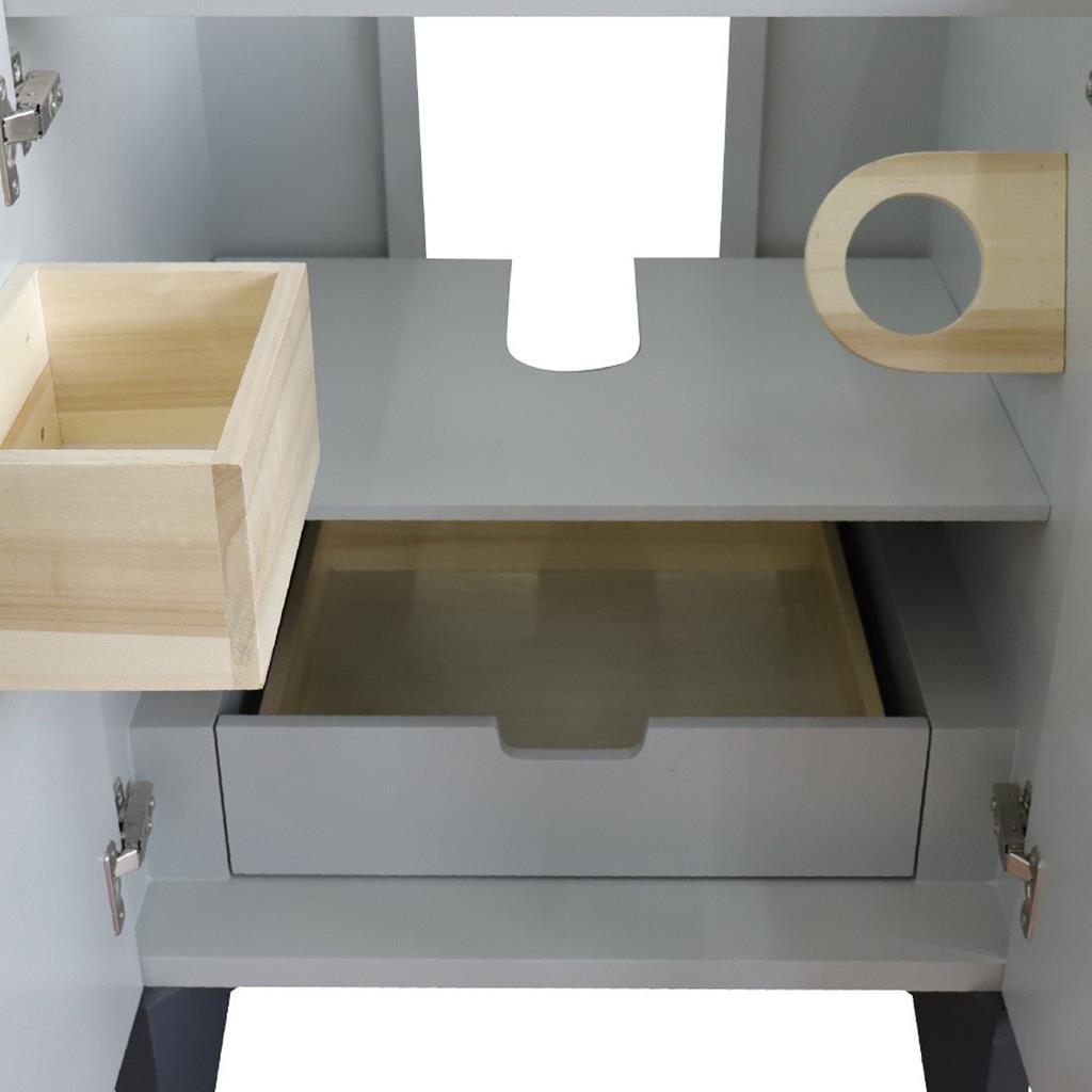 Bellaterra Home Kolb 25" Single Sink Vanity, Light Gray, Round Sink, Carrara White Marble Top#top-options_carrara-white-marble-top