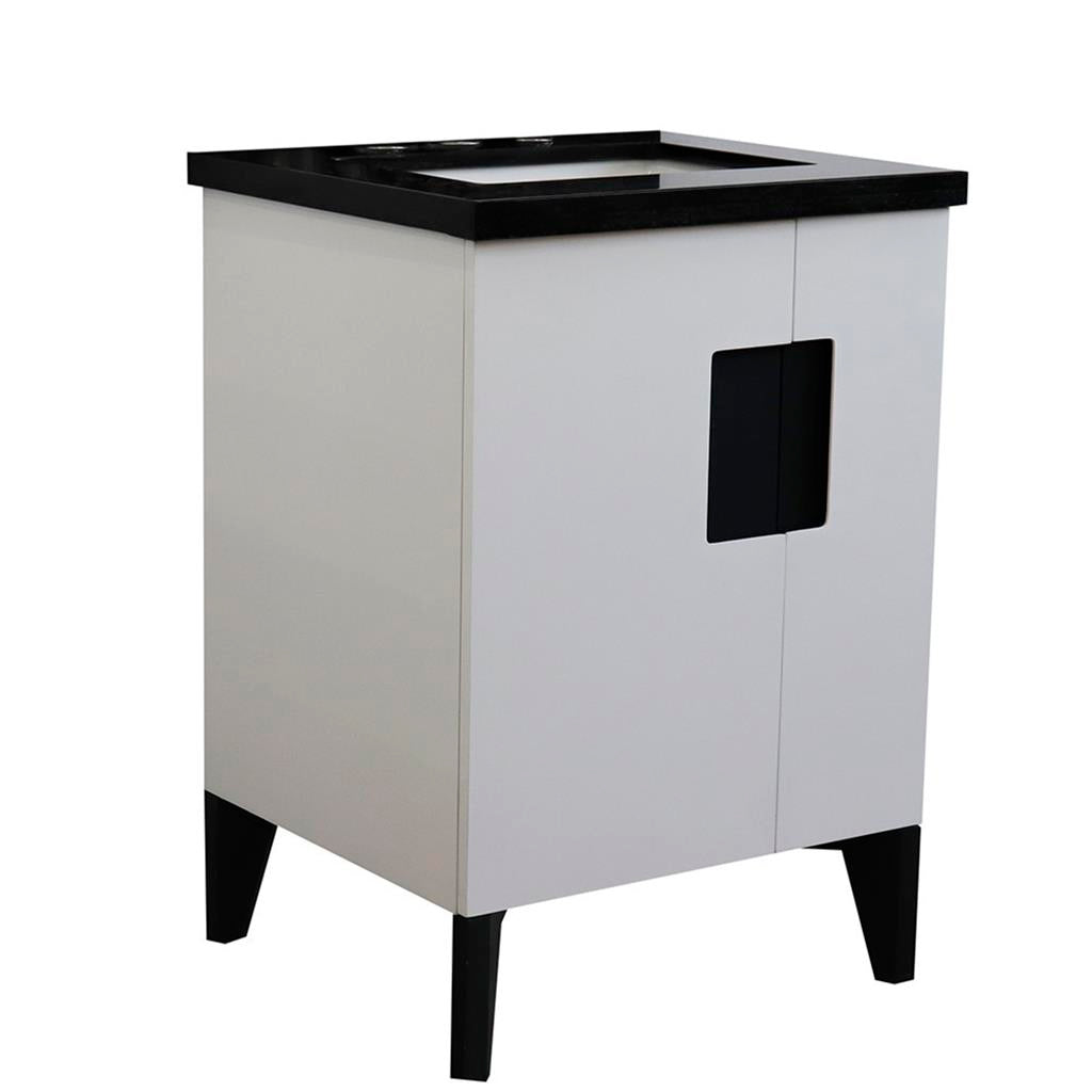 Bellaterra Home Kolb 25" Single Sink Vanity, White, Rectangle Sink, Black Galaxy Granite Top#top-options_black-galaxy-granite-top