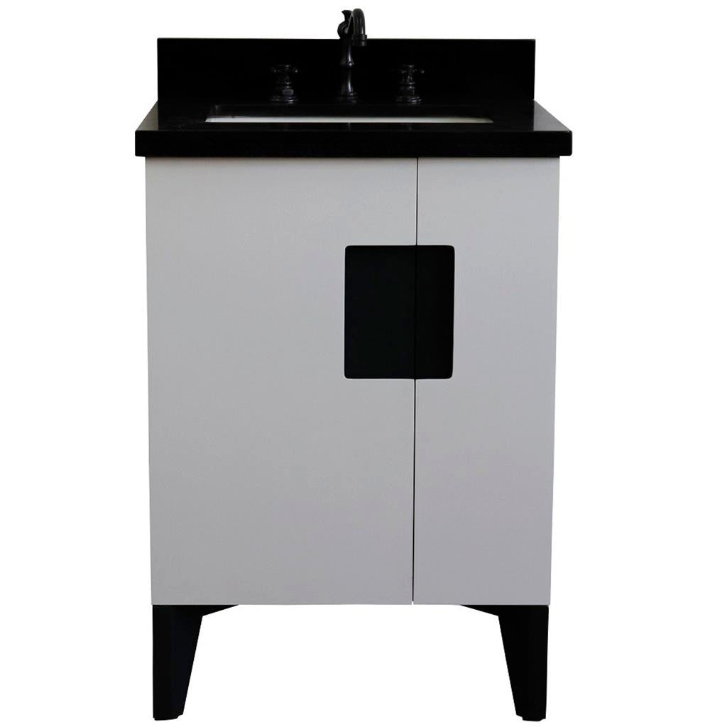 Bellaterra Home Kolb 25" Single Sink Vanity, White, Rectangle Sink, Black Galaxy Granite Top#top-options_black-galaxy-granite-top