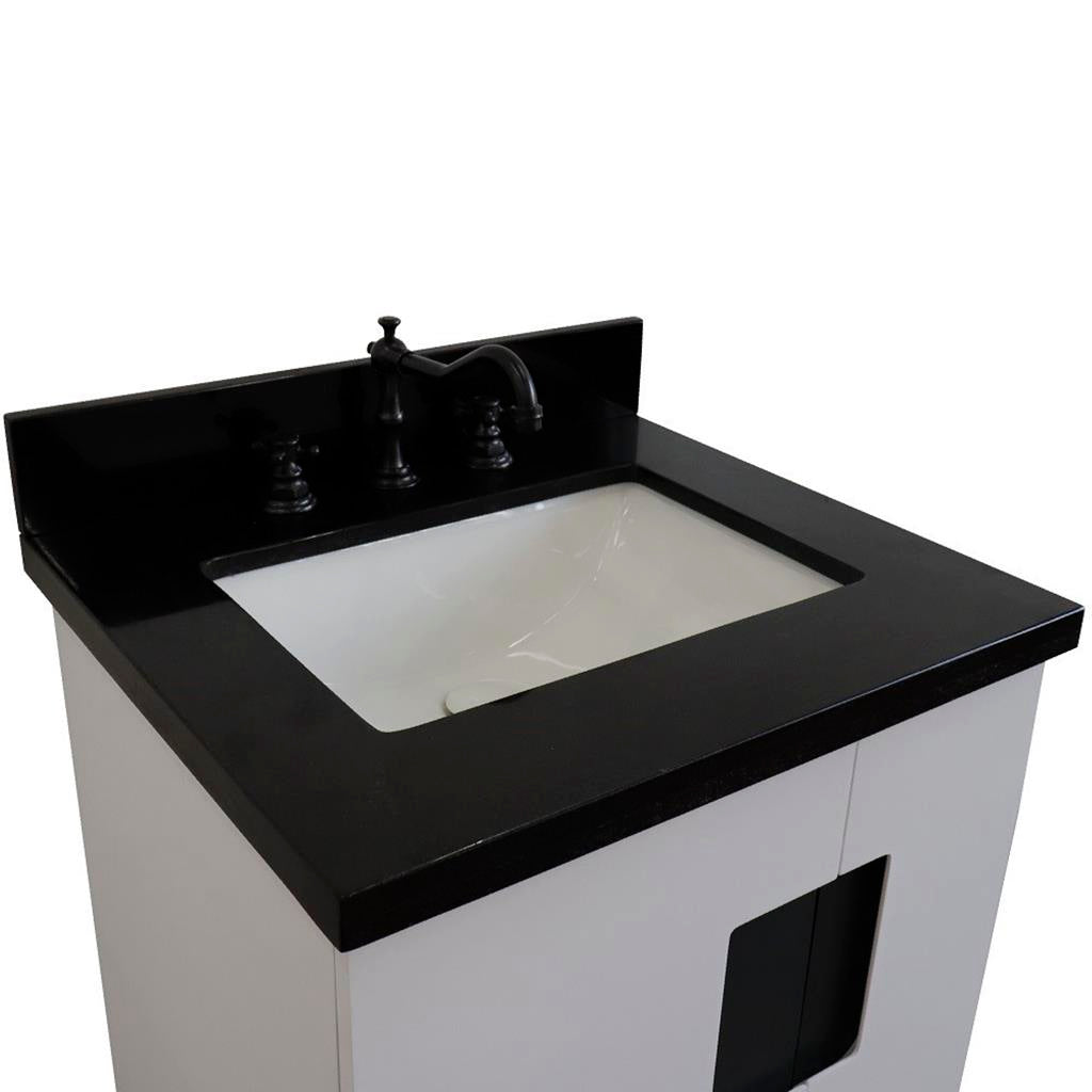 Bellaterra Home Kolb 25" Single Sink Vanity, White, Rectangle Sink, Black Galaxy Granite Top#top-options_black-galaxy-granite-top
