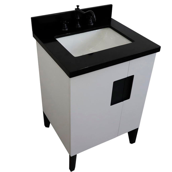 Bellaterra Home Kolb 25" Single Sink Vanity, White, Rectangle Sink, Black Galaxy Granite Top#top-options_black-galaxy-granite-top